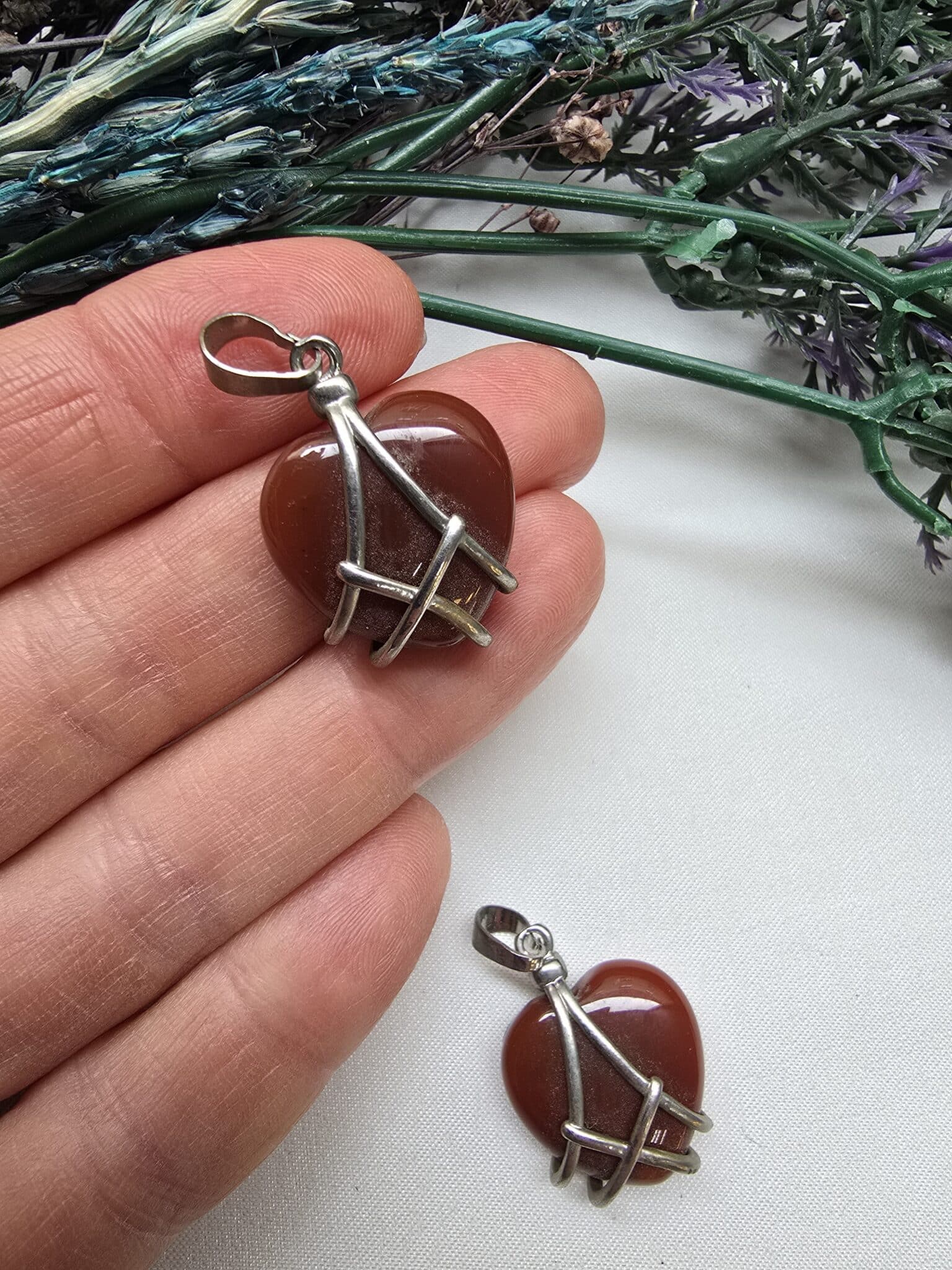 Cerceveli Kalp Akik Kolye Ucu