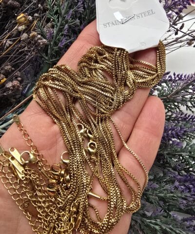 Kare Model Hazir Klipsli Uzatmali Celik Taki Zinciri 45 Cm