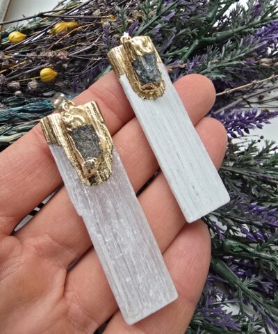 Kyanit Tasli Cubuk Selenit Tasi Kolye Ucu