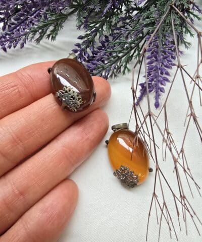 Oval Akik Tasi Kolye Ucu