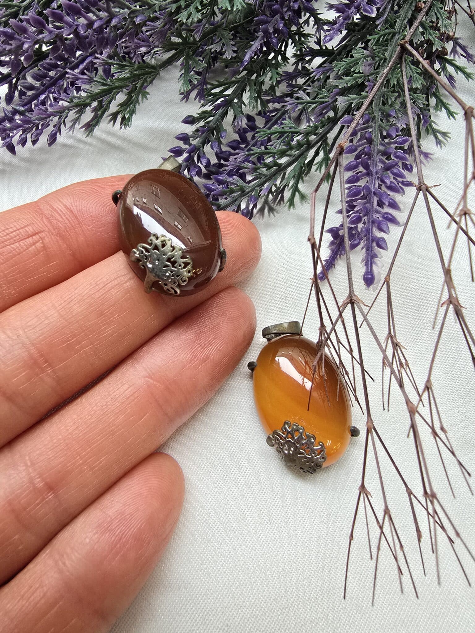 Oval Akik Tasi Kolye Ucu