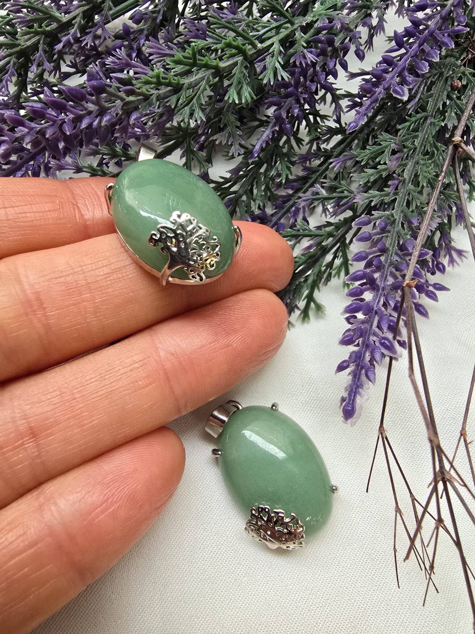 Oval Aventurin Tasi Kolye Ucu