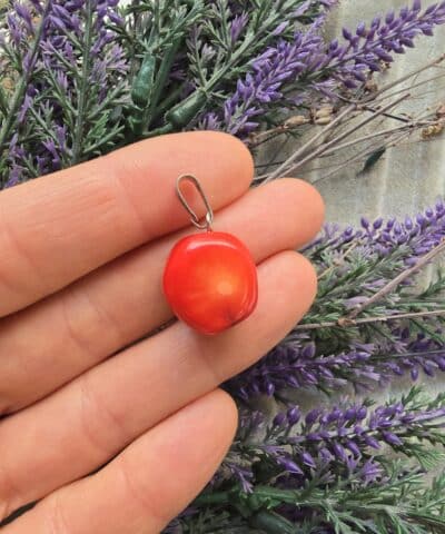 Oval Dogal Mercan Kolye Ucu