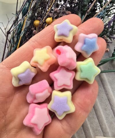 Yildiz Sekilli Kadife Yuzeyli Renkli Boncuklar