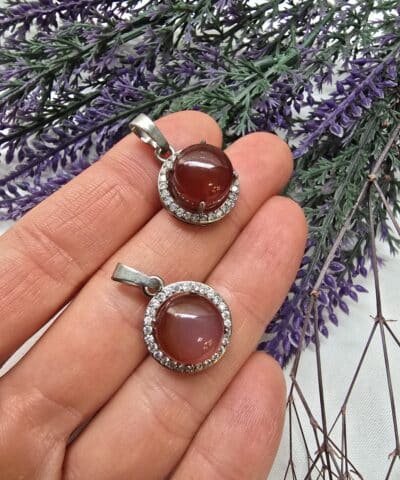 Zirkon Tasli Akik Tasi Kolye Ucu