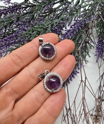 Zirkon Tasli Ametist Tasi Kolye Ucu