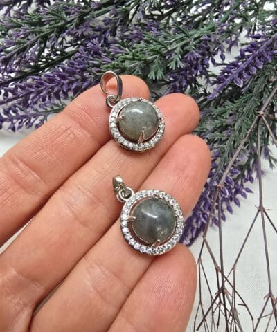 Zirkon Tasli Labradorit Tasi Kolye Ucu