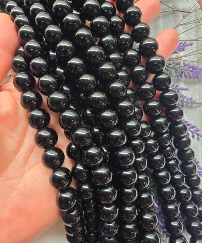 Oniks Parlak Siyah Doğal Taş Dizi - 12 MM