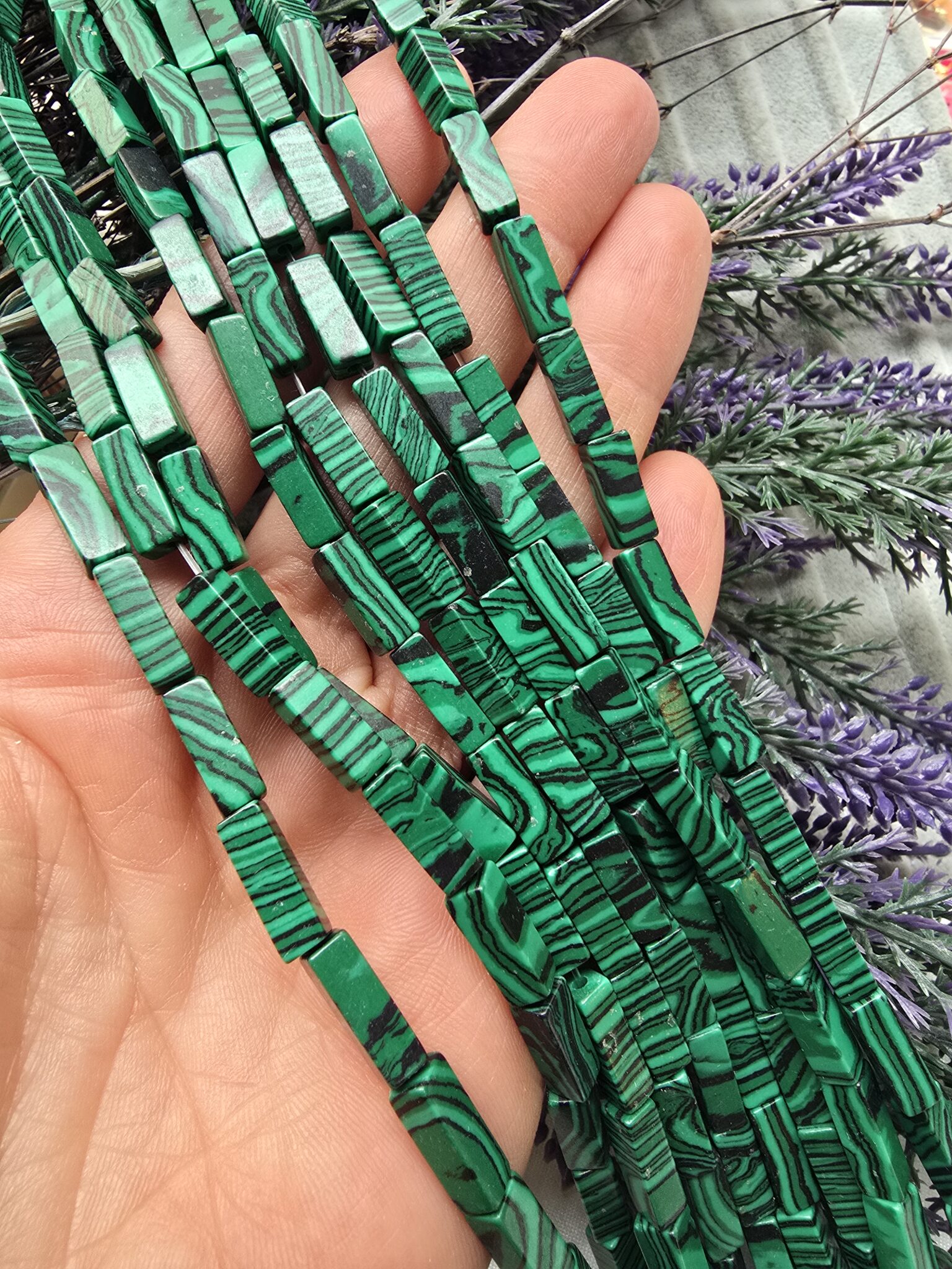 4x14 MM Dikdörtgen Malahit Taşı - Görsel 2