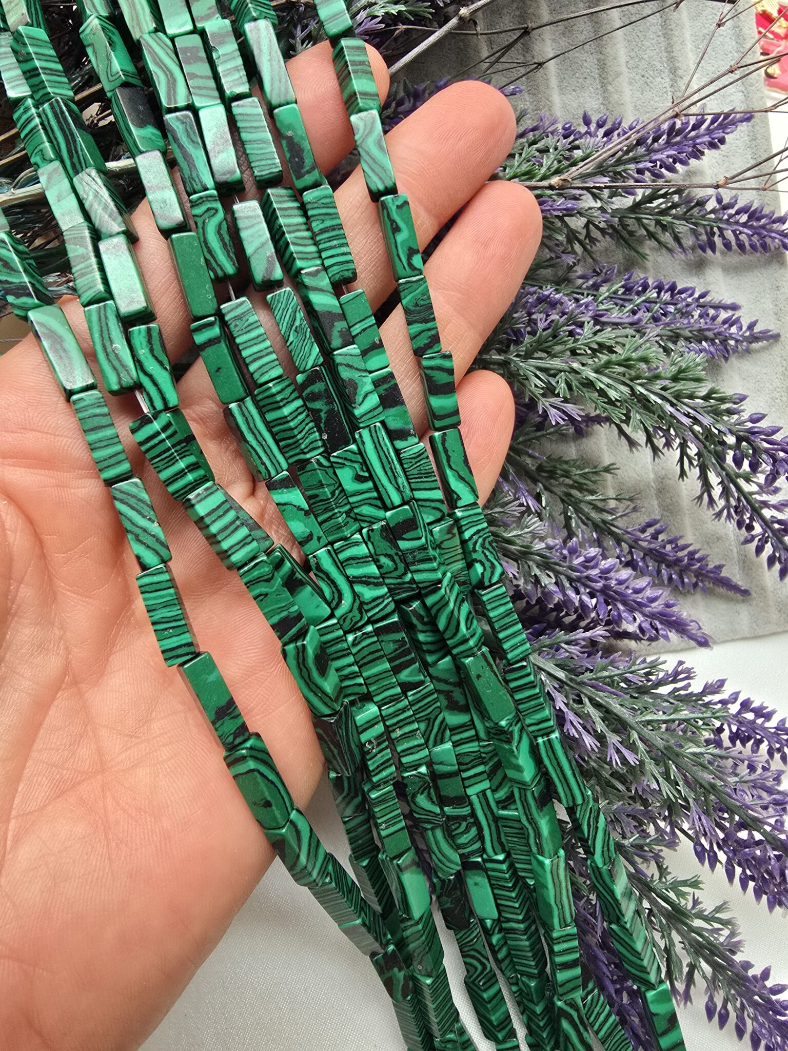 4x14 MM Dikdörtgen Malahit Taşı