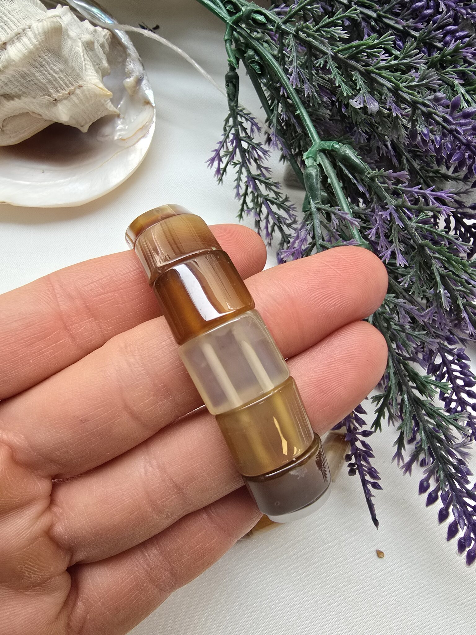 15 MM Bej Madagaskar Akik Taşı Bileklik - Görsel 3