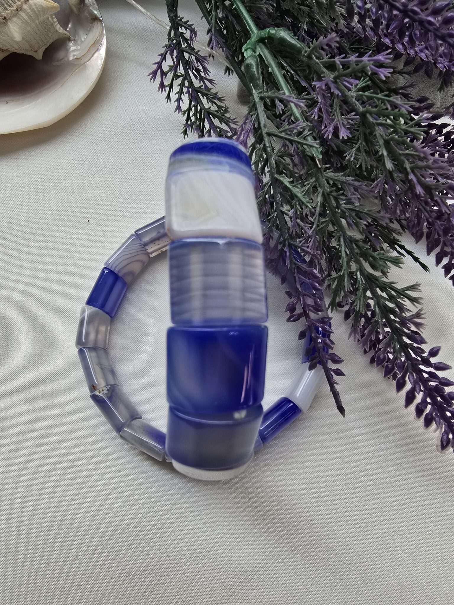 15 MM Mavi Madagaskar Akik Taşı Bileklik - Görsel 4