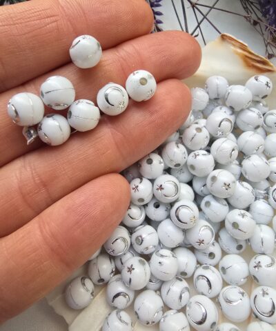 8 MM Ay Yıldız İşlemeli Akrilik Boncuk - 501