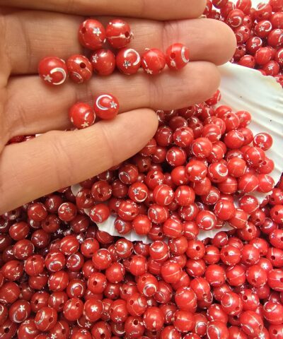 8 MM Ay Yıldız İşlemeli Akrilik Boncuk - 502
