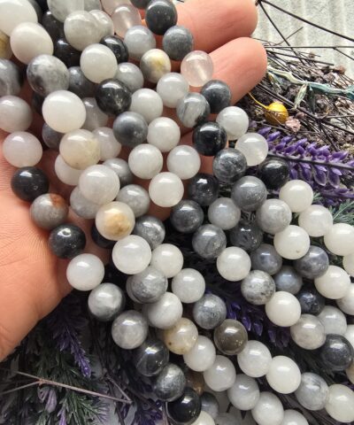 8 MM Küre Gri Beyaz Ceyt Taşı