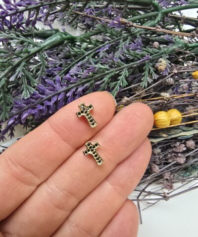 10 MM Zirkon Taşlı Altın Kaplama Haç Ara Aparat