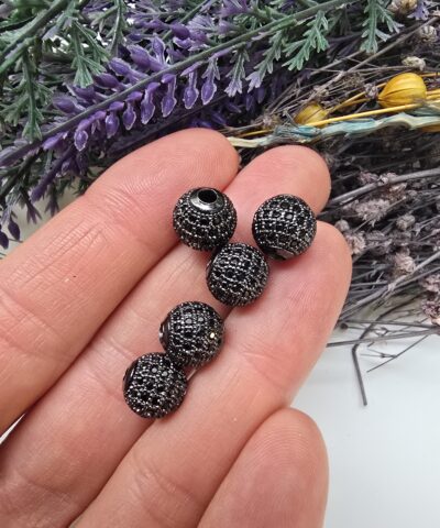 10 MM Siyah Zirkon Taşlı Siyah Renkli Top Ara Aparat
