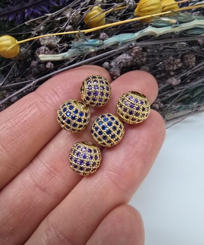 10 MM Mor Zirkon Taşlı Altın Renkli Top Ara Aparat