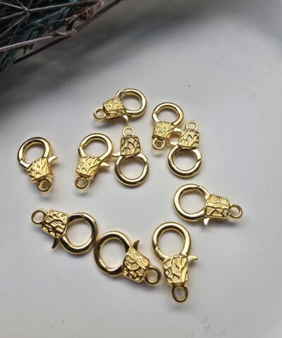 24 K Altın Kaplama Halka Şekilli Desenli Papağan Klips - 25 MM