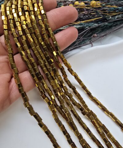 4x4 MM Vida Düğüm Gizleme Hematit Taşı - Gold