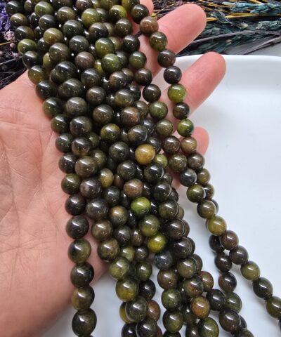 8 MM Küre Koyu Olive Kuvars Taşı