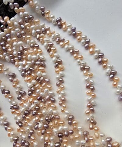 4 MM Mix Premium Yandan Delikli Damla Barok Doğal İnci