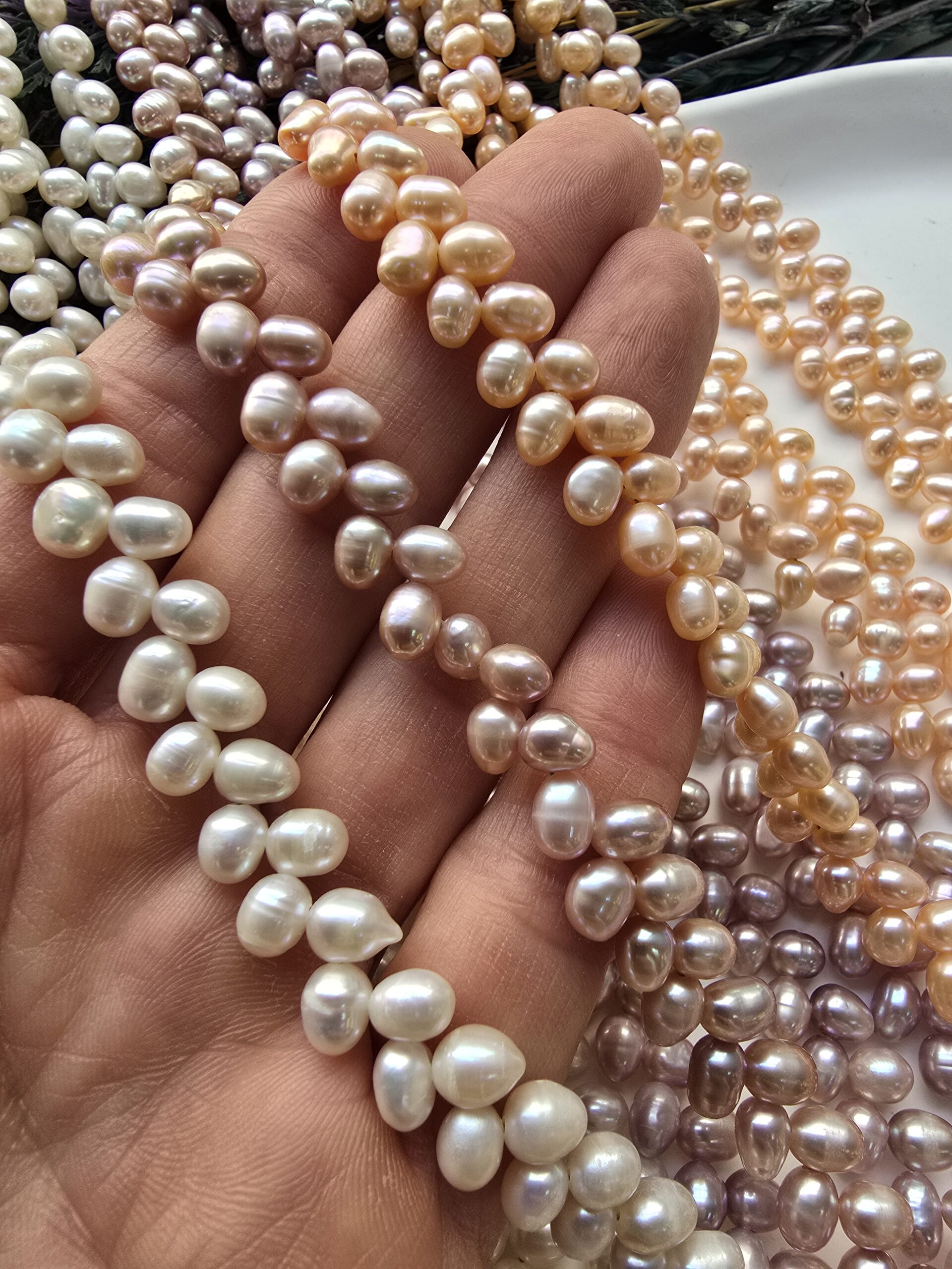 5 MM Premium Yandan Delikli Damla Barok Doğal İnci - Görsel 2