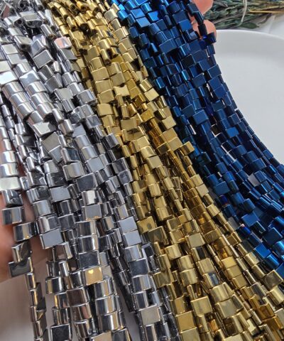 6x4 MM Yarım Oval Tila Çift Delikli Doğal Hematit Taşı