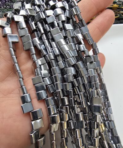 6x4 MM Yarım Oval Tila Çift Delikli Doğal Hematit Taşı - 503