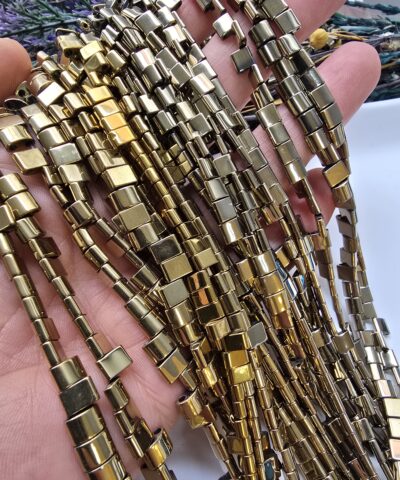6x4 MM Yarım Oval Tila Çift Delikli Doğal Hematit Taşı - 502