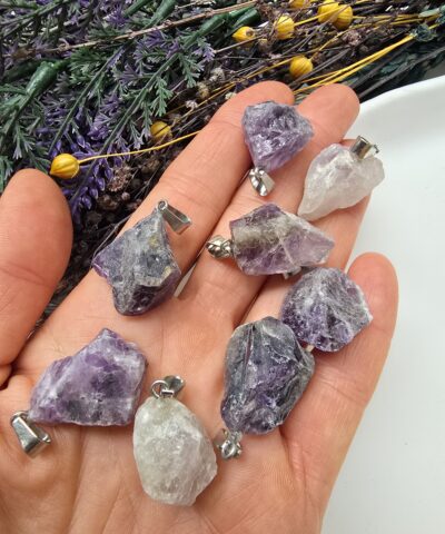 Ham Ametist Doğal Taş Kolye Ucu