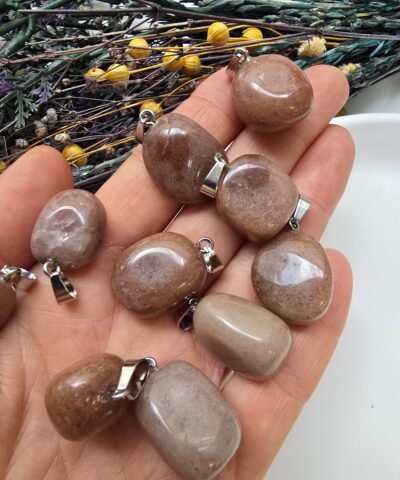 Amorf Şekilli Güneş Taşı Kolye Ucu