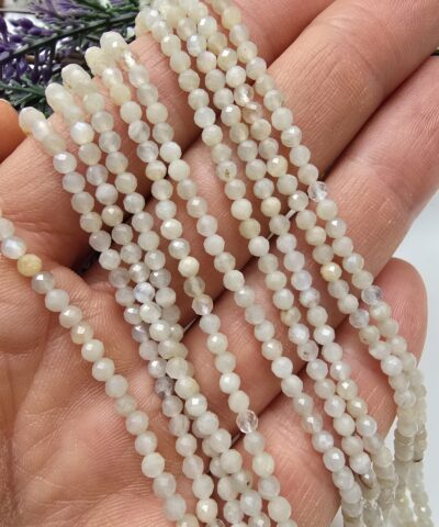 3 MM Fasetli Ay Taşı Doğal Taş Boncuk