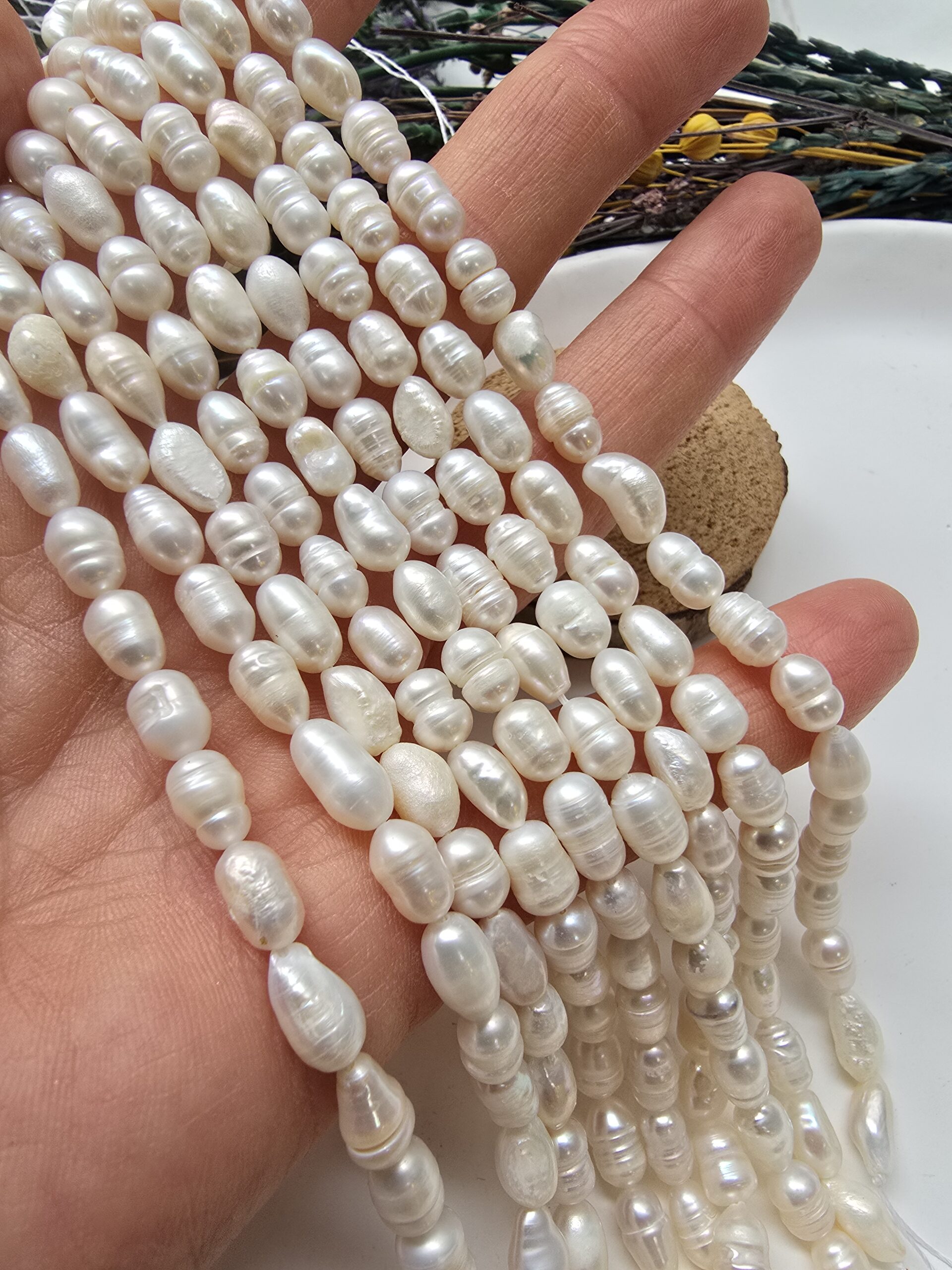 6x9 MM Arpa AAA Beyaz Doğal İnci - Görsel 2