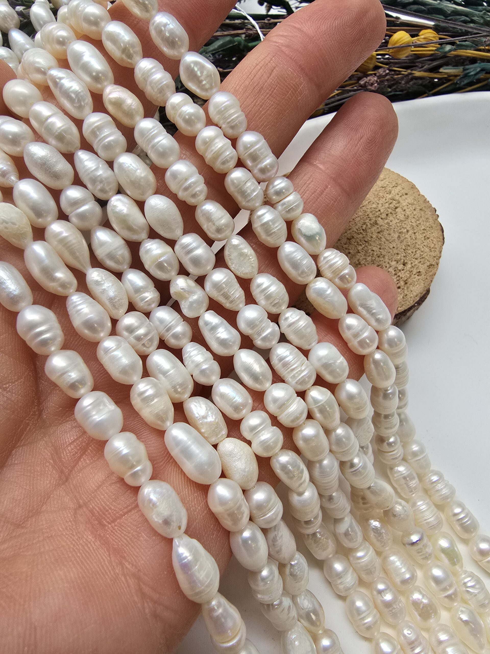 6x9 MM Arpa AAA Beyaz Doğal İnci - Görsel 3