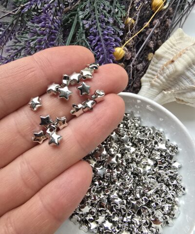 6 MM Akrilik Yıldız Ara Boncuk - Gümüş