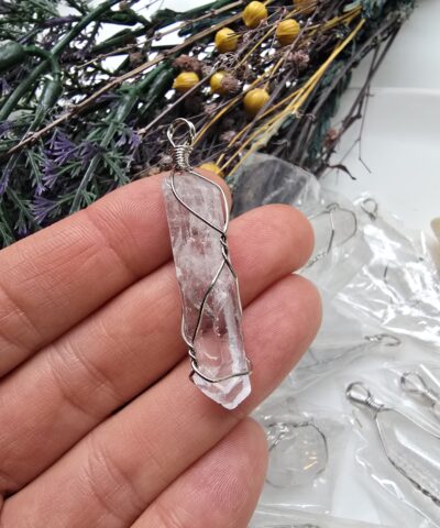 Kristal Kuvars Pandül Doğal Taş Kolye Ucu