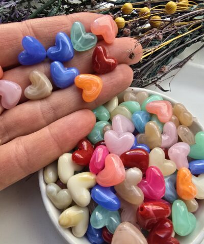 12 MM Kalp Jelibon Renkli Akrilik Boncuklar