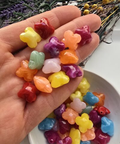 13 MM Yonca Jelibon Renkli Akrilik Boncuklar