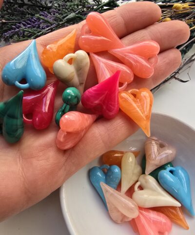 Üstten Kulplu Kalp Jelibon Renkli Akrilik Boncuklar