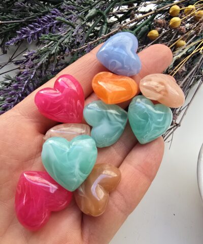 22 MM Kalp Jelibon Renkli Akrilik Boncuklar