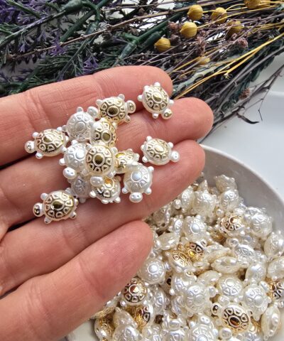 10 MM Kaplumbağa Şekilli Plastik İnci - Gold