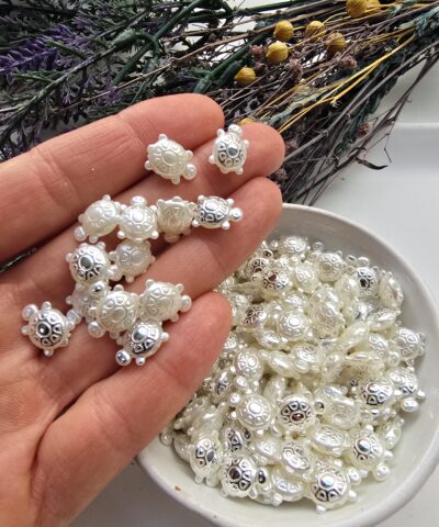 10 MM Kaplumbağa Şekilli Plastik İnci - Gümüş