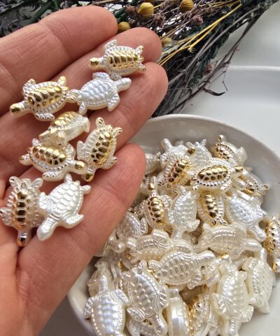 18 MM Kaplumbağa Şekilli Plastik İnci - Gold