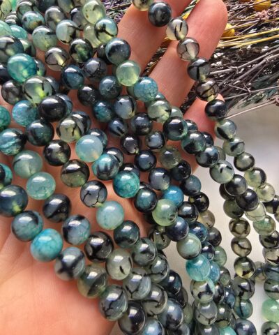 8 MM Küre Turkuaz Örümcek Akik Taşı