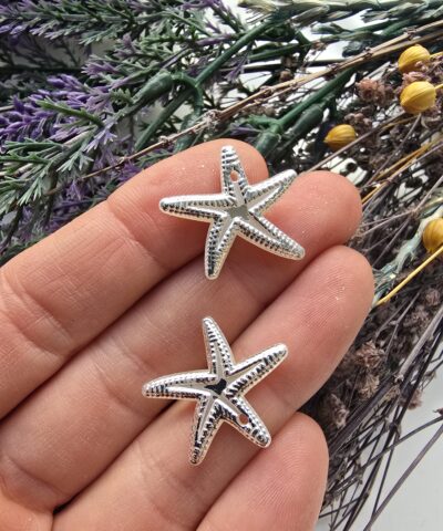 20 MM Deniz Yıldızı Şekilli Plastik İnci - Gümüş