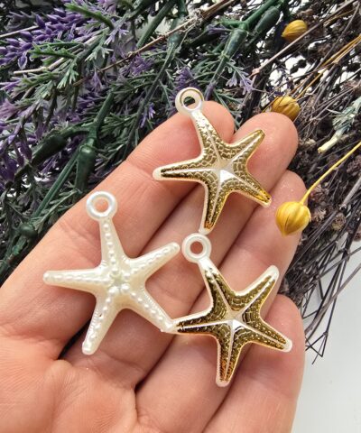 25 MM Altın Yaldızlı Yıldız Şekilli Akrilik Boncuk