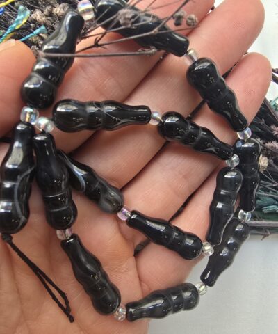 8x25 MM Tespih  İmame Şekilli Obsidyen Taşı