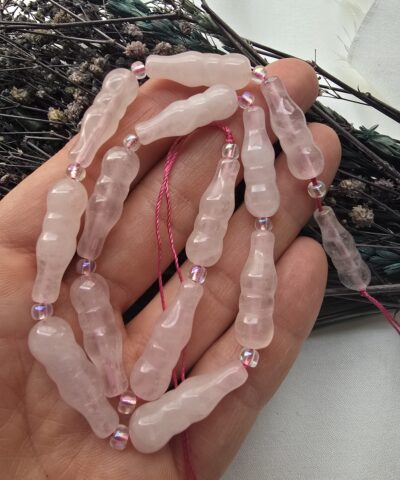8x25 MM Tespih  İmame Şekilli Pembe Kuvars Taşı