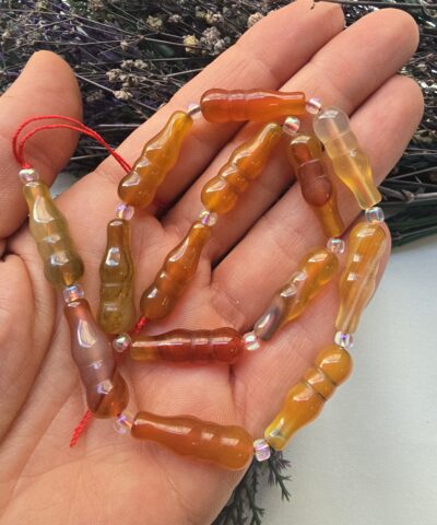 8x25 MM Tespih  İmame Şekilli Karnelyan Akik Taşı